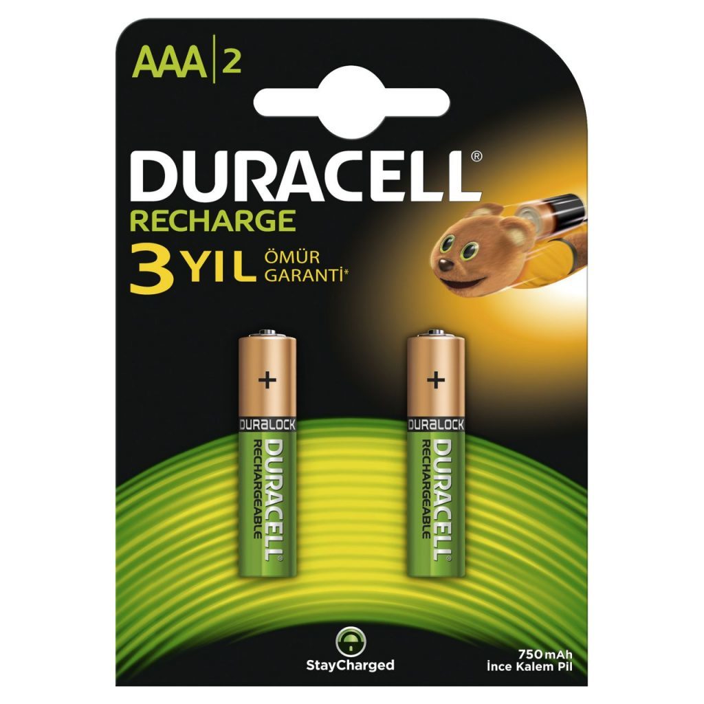 Duracell Şarj Edilebilir AAA Şarjlı İnce Kalem Pil 750 mAH (2'li)