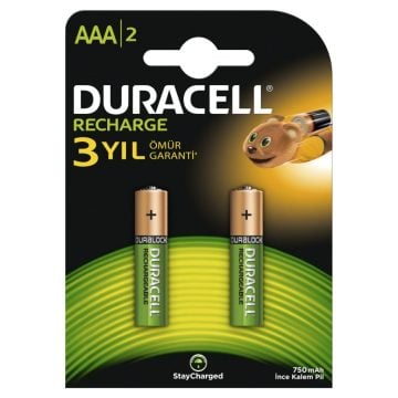 Duracell Şarj Edilebilir AAA Şarjlı İnce Kalem Pil 750 mAH (2'li)