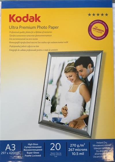 Kodak Ultra Premium Inkjet Baskı Kağıdı A3 30x40 270 gr. Glossy (Parlak)