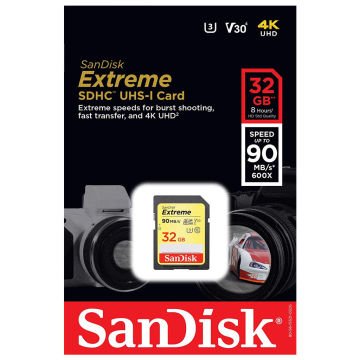 Sandisk 32 GB SDHC Extreme class10 UHS- I u3 - 90 MB/s Hafıza Kartı