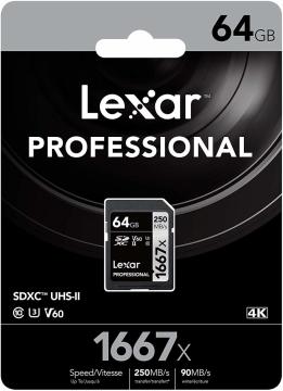 Lexar 64 GB SDXC class10 UHS - II u3 - 250 MB/s 1667x Hafıza Kartı